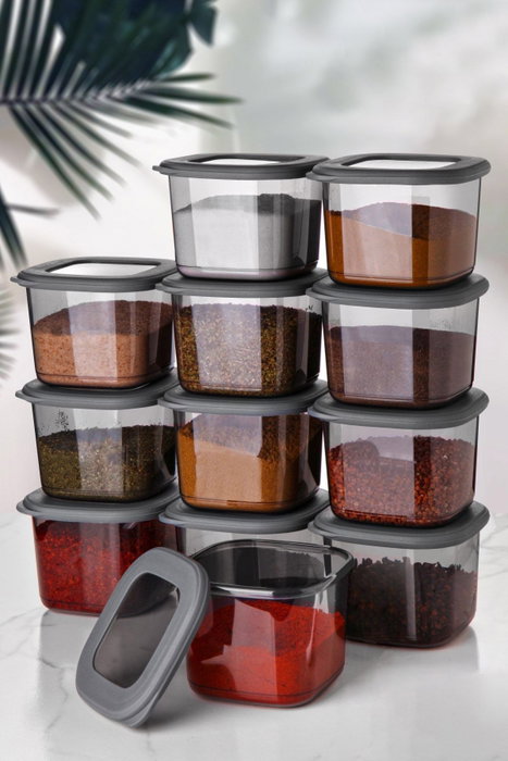 Hermia Juego de 12 Cajas de Almacenaje Antracita 500 ml